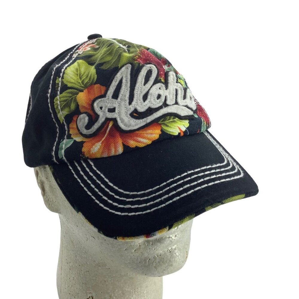 ALOHA HEADWEAR Hawaii Floral Baseball Fabric‎ Cap Hat Adjustable Y2K Embroidered